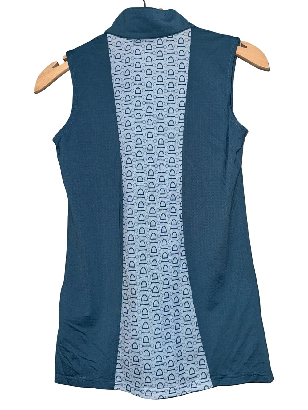Hadley Sunshield Size S Teal Blue Horsebit Back Panel Riding Zip Sleeveless Top